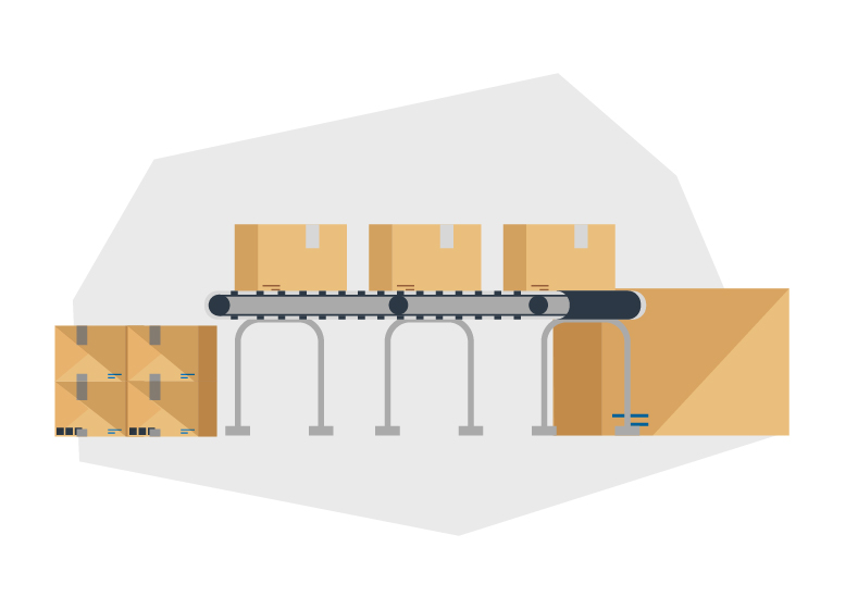 Conveyer belt with boxes