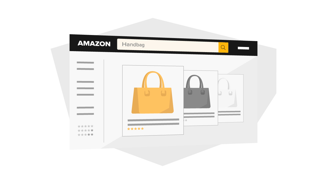 a screen showing handbags in amazon search results