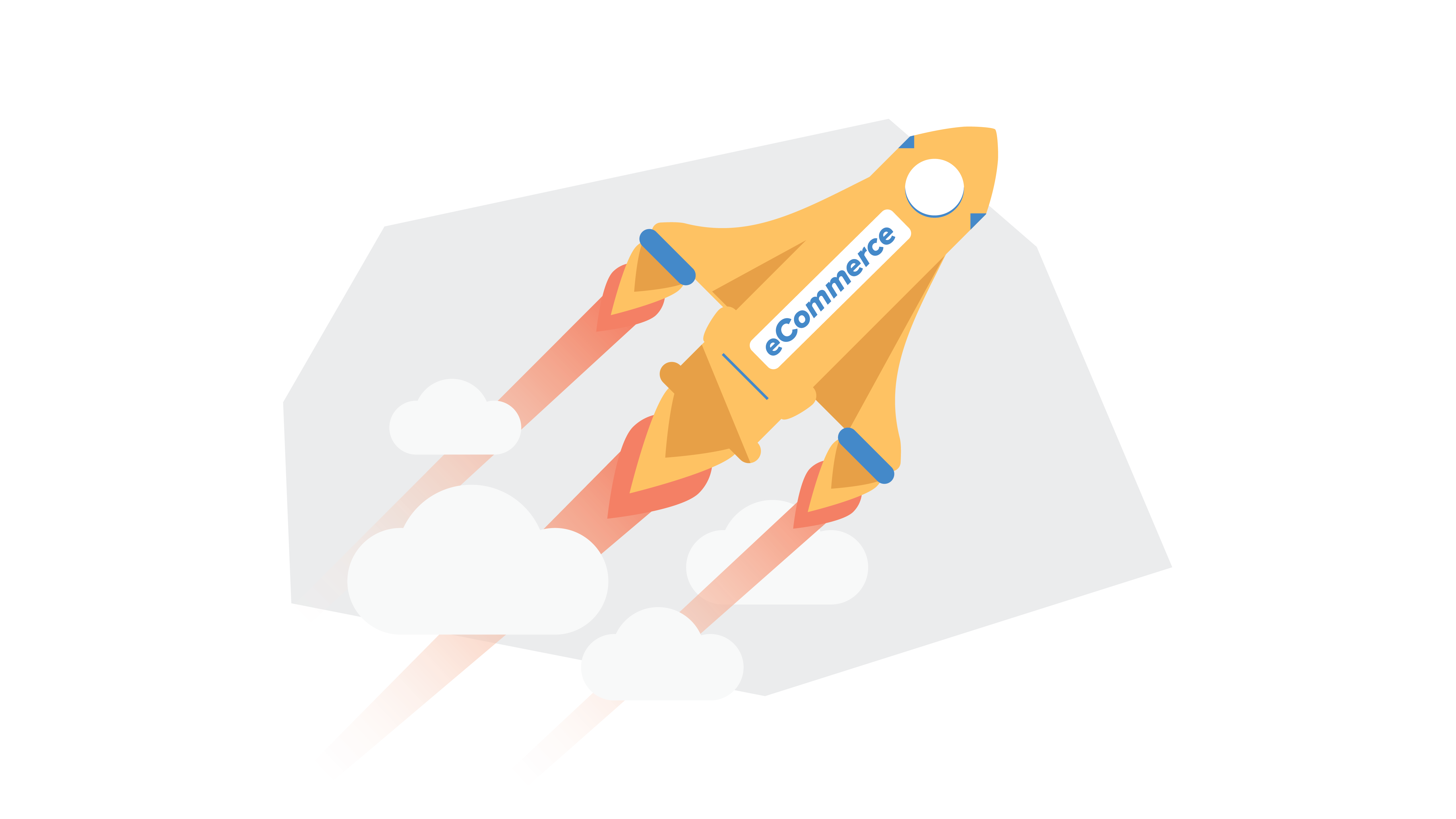 a rocket taking off with the word "ecommerce" on it