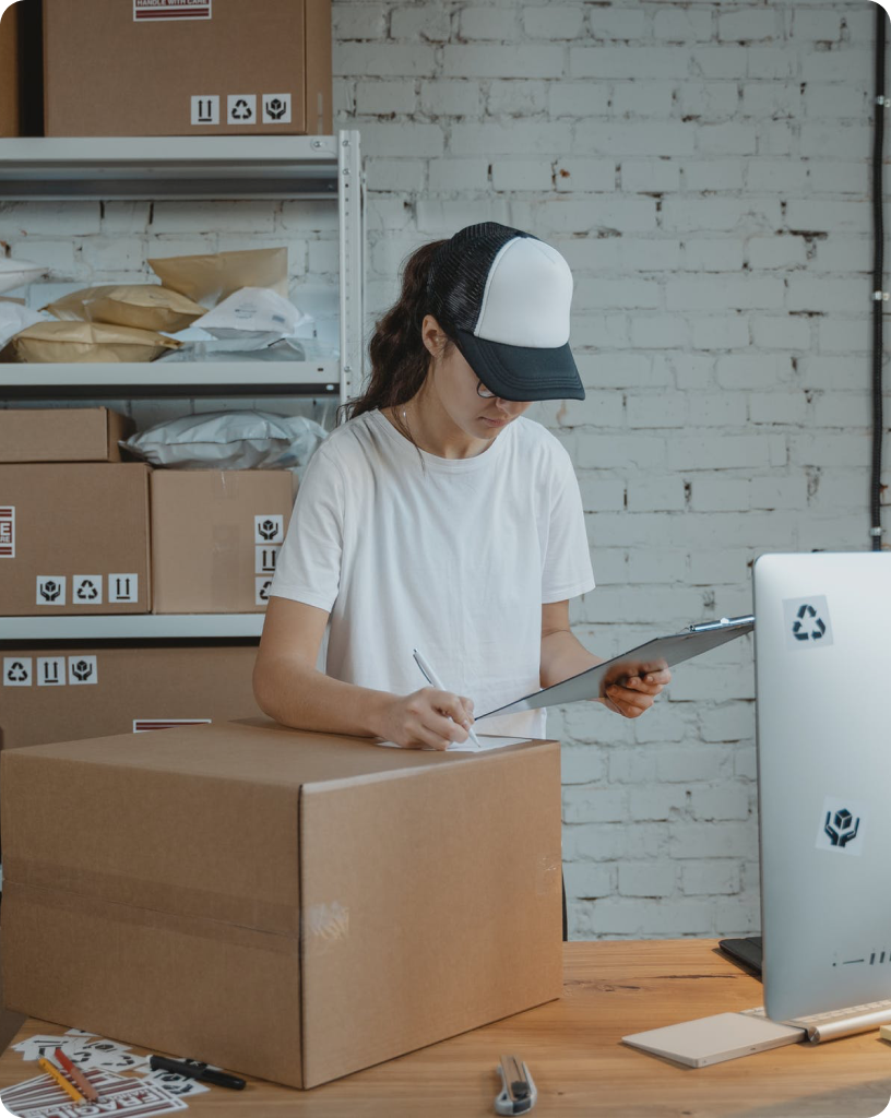 Woman in warehouse